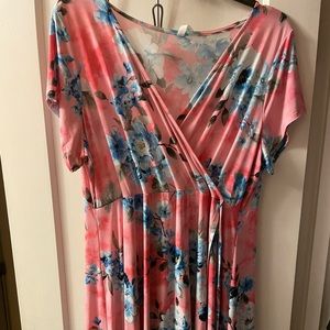 Pretty pink and blue flower dress high/low